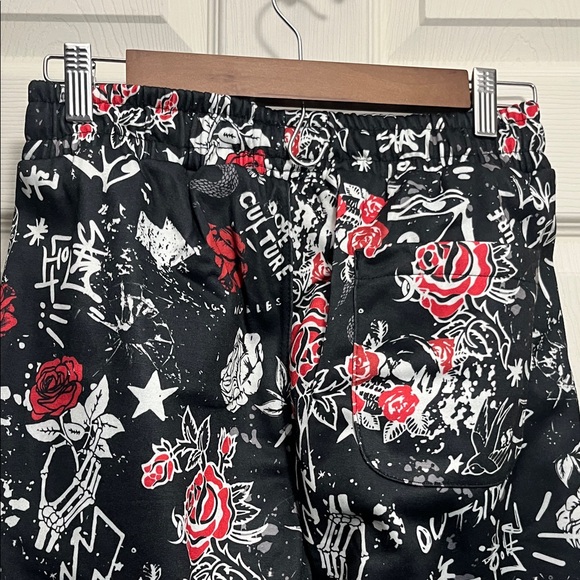 Men's Black and Red Graphic Joggers - Picture 6 of 6